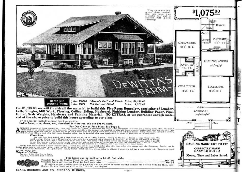 “The Hazelton” (Model Nos. C2025 and C172) Sears Catalog Home appearing in the 1916 Sears Roebuck Catalog. Modular construction is far from a new concept: Sears, Roebuck and Co. sold approximately 75,000 build-ready kits for homes in the first half of the 20th century.